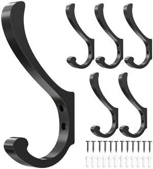 Hanging Coat Hooks Wall Mount - Heavy Duty (30LB), Large Coat Hanger Wall Hangers, Metal Hooks For Towels, Backpacks, Hats, Jackets, Keys, Bags, Robes, Dog Leashes (6 Pack) Hanging Coat Hooks Wall Mount - Heavy Duty (30LB), Large Coat Hanger Wall Hangers, Metal Hooks For Towels, Backpacks, Hats, Jackets, Keys, Bags, Robes, Dog Leashes (6 Pack)