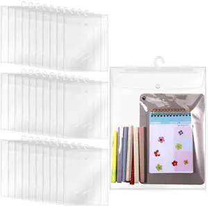 50 Pcs Hanging Storage Bags with Hanger 13" X11" Large Hook Clear Plastic Bags for Library Home Pharmacy Use 50 Pcs Hanging Storage Bags with Hanger 13" X11" Large Hook Clear Plastic Bags for Library Home Pharmacy Use
