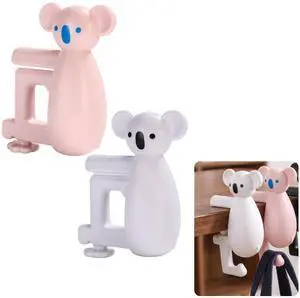 Cute Koala Purse Hook for Desk,22 Lbs Heavy Duty Bag Hanger for Table,No Drill Anti-Slip Desk Hook for Backpack&Headphones,Aesthetic Office Accessories Gifts for Women Girls (White&Pink(2-Pack)) Cute Koala Purse Hook for Desk,22 Lbs Heavy Duty Bag Hanger for Table,No Drill Anti-Slip Desk Hook for Backpack&Headphones,Aesthetic Office Accessories Gifts for Women Girls (White&Pink(2-Pack))