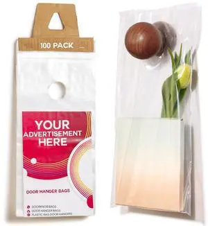 Door Hanger Bags 6 x 12 - Waterproof and Secure 100 Pack Perfect Display for Your Advertisement Plastic Door Hanger Bags Door Hanger Bags 6 x 12 - Waterproof and Secure 100 Pack Perfect Display for Your Advertisement Plastic Door Hanger Bags
