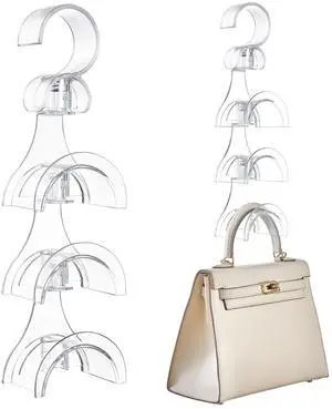 Purse Hanger Closet, 2 Pack Clear Purse Organizer for Closet, Heavy Duty Bag Holder with 6 Hooks, Space Saving Hanging Bag Organizers and Storage for Handbags, Totes Purse Hanger Closet, 2 Pack Clear Purse Organizer for Closet, Heavy Duty Bag Holder with 6 Hooks, Space Saving Hanging Bag Organizers and Storage for Handbags, Totes