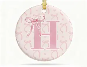 Initial Personalized Gifts for Women,Pink Ornaments for Christmas Tree,Pink Bow Ornaments for Tree Home Coquette Room Birthday Party Front Door Holiday Decor Hanging Ornaments Keepsake (H) Initial Personalized Gifts for Women,Pink Ornaments for Christmas Tree,Pink Bow Ornaments for Tree Home Coquette Room Birthday Party Front Door Holiday Decor Hanging Ornaments Keepsake (H)