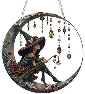 8" Acrylic Window Decorations Door Hanging Ornament, Beautiful Witch Suncatcher for Yard, Patio & Outdoor Home Gift, Birthday Present, Window Decoration for Halloween 8" Acrylic Window Decorations Door Hanging Ornament, Beautiful Witch Suncatcher for Yard, Patio & Outdoor Home Gift, Birthday Present, Window Decoration for Halloween