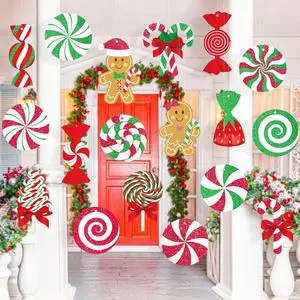 Candy Gingerbread Christmas Outdoor Decorations - 18pcs Large Hanging Candy Cane Gingerbread Man Lollipop Decor for Outdoor Yard Porch Christmas Tree Decorations Candy Gingerbread Christmas Outdoor Decorations - 18pcs Large Hanging Candy Cane Gingerbread Man Lollipop Decor for Outdoor Yard Porch Christmas Tree Decorations