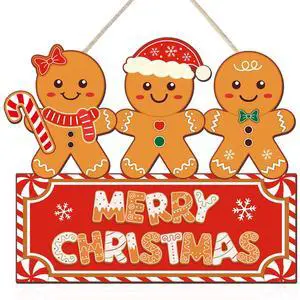 Merry Christmas Door Decorations Wooden Gingerbread Man Door Sign Hanging Christmas Tree Ornament Xmas Front Door Wall Decor Party Supplies (3 Gingerbread Men) Merry Christmas Door Decorations Wooden Gingerbread Man Door Sign Hanging Christmas Tree Ornament Xmas Front Door Wall Decor Party Supplies (3 Gingerbread Men)