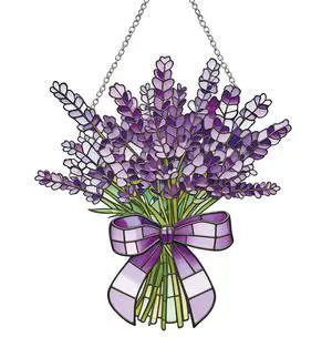 Lavender Flower Stained Glass Window Hanging Suncatchers Halloween Purple Lavender Ornament Indoor Wall Art Decor Floral Botanical Wall Hanging Decorations Gifts for Thanksgiving Lavender Flower Stained Glass Window Hanging Suncatchers Halloween Purple Lavender Ornament Indoor Wall Art Decor Floral Botanical Wall Hanging Decorations Gifts for Thanksgiving