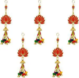Set of 5 Lotus & Hangings Latkan for Diwali Home Decoration Wall Hangings for Temple Decor | Pooja Room Decoration | Lotus Back Dropper showpiece for Diwali Home Decor | Shubh Labh (5, Design1) Set of 5 Lotus & Hangings Latkan for Diwali Home Decoration Wall Hangings for Temple Decor | Pooja Room Decoration | Lotus Back Dropper showpiece for Diwali Home Decor | Shubh Labh (5, Design1)