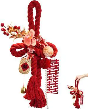 Chinese Red Wanzi Knot Decoration Wedding Door Handle Ornament, Photo Prop & Living Room Wedding Decor, Bridal Room & Party Decoration Chinese Red Wanzi Knot Decoration Wedding Door Handle Ornament, Photo Prop & Living Room Wedding Decor, Bridal Room & Party Decoration