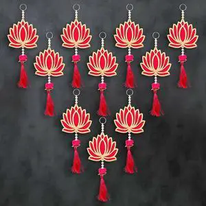Pack of 10 Lotus Hangings for Diwali Decoration Floral Wall Hangings for Temple, Wedding, Festival, and Christmas Decor (9 Inch x 4 Inch) Latkan Toran Pack of 10 Lotus Hangings for Diwali Decoration Floral Wall Hangings for Temple, Wedding, Festival, and Christmas Decor (9 Inch x 4 Inch) Latkan Toran