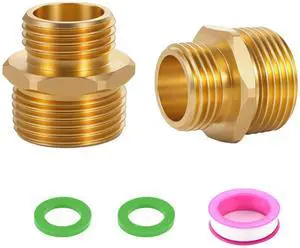 1" NPT Male to 3/4" GHT Male Connector, Solid Brass Garden Hose Adapter, Industrial Metal Brass Garden Hose to Pipe Fittings Connect (2 Pack) 1" NPT Male to 3/4" GHT Male Connector, Solid Brass Garden Hose Adapter, Industrial Metal Brass Garden Hose to Pipe Fittings Connect (2 Pack)