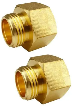 3/4 GHT Male x 1 NPT Female Connector, Brass Garden Hose Fitting, Adapter, Industrial Metal Brass Garden Hose to Pipe Fittings Connect (2 Pack) 3/4 GHT Male x 1 NPT Female Connector, Brass Garden Hose Fitting, Adapter, Industrial Metal Brass Garden Hose to Pipe Fittings Connect (2 Pack)