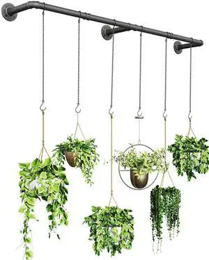 65.7" Metal Plant Hanging Rod with 6 Chains, Pots Not Included 65.7" Metal Plant Hanging Rod with 6 Chains, Pots Not Included