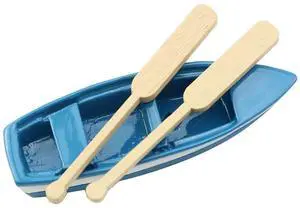 Lovely Miniature Blue Rowboat Little Plastic Boat Canoe Model with Oars for Miniature Gardens Doll House Cake Topper Decoration Lovely Miniature Blue Rowboat Little Plastic Boat Canoe Model with Oars for Miniature Gardens Doll House Cake Topper Decoration