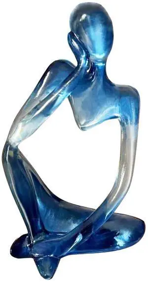 Abstract Gradient Blue Resin Thinker Statue, Modern Translucent Sculpture Ornament, Artistic Desk & Shelf Decor, Perfect Housewarming Gift for Living Room and Office Abstract Gradient Blue Resin Thinker Statue, Modern Translucent Sculpture Ornament, Artistic Desk & Shelf Decor, Perfect Housewarming Gift for Living Room and Office