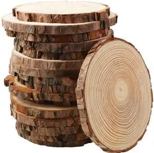 17 PCS Unfinished Wood Slices for Centerpieces - 5.1-5.5 Inch,Round Natural Discs with Tree Bark, Wooden Cookies Circles for Crafts Christmas Ornaments, Rustic Wedding Decor,Table Decoration 17 PCS Unfinished Wood Slices for Centerpieces - 5.1-5.5 Inch,Round Natural Discs with Tree Bark, Wooden Cookies Circles for Crafts Christmas Ornaments, Rustic Wedding Decor,Table Decoration