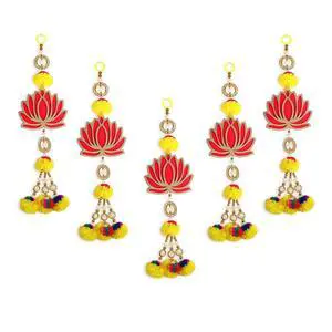 Set of 5 Lotus & Marigold Hangings Latkan for Home Diwali Decoration Wall Hangings for Temple Pooja Room Decoration | Lotus Back Dropper showpiece for Decor Ganpati, Navratri, Wedding Set of 5 Lotus & Marigold Hangings Latkan for Home Diwali Decoration Wall Hangings for Temple Pooja Room Decoration | Lotus Back Dropper showpiece for Decor Ganpati, Navratri, Wedding