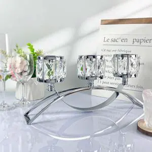 3 Arms Crystal Candle Holders, Arch Candlestick Table Candelabras Centerpieces for Wedding, Dinning Room, Cabinet Ornaments, Home Decoration Gift (3-arm Arched, Silver) 3 Arms Crystal Candle Holders, Arch Candlestick Table Candelabras Centerpieces for Wedding, Dinning Room, Cabinet Ornaments, Home Decoration Gift (3-arm Arched, Silver)