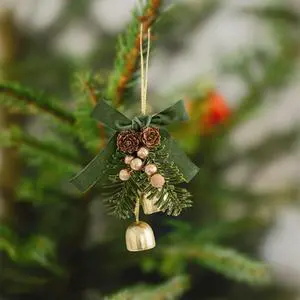 Green Velvet Bows Christmas Bell Hanging Ornament for Wreath, Xmas Tree Topper Pine Leaves Bell Craft Decor for Home Door Tree Christmas Party Decorations Green Velvet Bows Christmas Bell Hanging Ornament for Wreath, Xmas Tree Topper Pine Leaves Bell Craft Decor for Home Door Tree Christmas Party Decorations