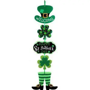 St. Patrick's Day Door Sign St. Patrick's Day Themed Hanging Welcome Sign Irish Hanging Door Decor with Shamrock Leprechaun High Hat and Feet Wall Sign Ornament for St. Patrick's Day Decoration St. Patrick's Day Door Sign St. Patrick's Day Themed Hanging Welcome Sign Irish Hanging Door Decor with Shamrock Leprechaun High Hat and Feet Wall Sign Ornament for St. Patrick's Day Decoration