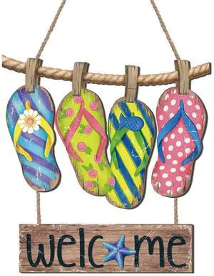 Summer Slippers Hanging Sign Decorations Flip Flop Welcome Door Sign Hanger Wooden Farmhouse Door Wreath Rustic Summer Hanging Decor for Home Wall Window Porch Indoor Outdoor Summer Slippers Hanging Sign Decorations Flip Flop Welcome Door Sign Hanger Wooden Farmhouse Door Wreath Rustic Summer Hanging Decor for Home Wall Window Porch Indoor Outdoor