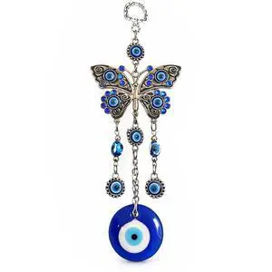 Turkish Blue Evil Eye with Butterfly Hanging Decoration Ornament (Butterfly) Turkish Blue Evil Eye with Butterfly Hanging Decoration Ornament (Butterfly)