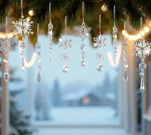 10PCS Crystal Ornaments for Christmas Tree, Hanging Christmas Acrylic Snowflake Icicle Ornaments with Drop Pendants, Crystal Snowflake Ornament for Xmas Party Winter Wonderland New Years 10PCS Crystal Ornaments for Christmas Tree, Hanging Christmas Acrylic Snowflake Icicle Ornaments with Drop Pendants, Crystal Snowflake Ornament for Xmas Party Winter Wonderland New Years