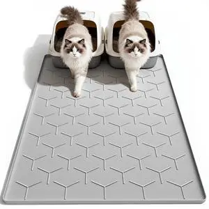 Cat Litter Box Mat, Large 40" X 28" Litter Trapping Mat for Cats, Waterproof Silicone Pad for Floor, Gray Cat Litter Box Mat, Large 40" X 28" Litter Trapping Mat for Cats, Waterproof Silicone Pad for Floor, Gray