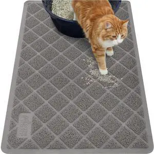 Cat Litter Box Mat, 35x23, Cushioned Coil Mesh Litter Trapping Mats, Scatter Control Supplies for Less Mess, Phthalate Free, Ultra Deep Catch Grooves, Rinse or Vacuum to Clean, Gray Cat Litter Box Mat, 35x23, Cushioned Coil Mesh Litter Trapping Mats, Scatter Control Supplies for Less Mess, Phthalate Free, Ultra Deep Catch Grooves, Rinse or Vacuum to Clean, Gray