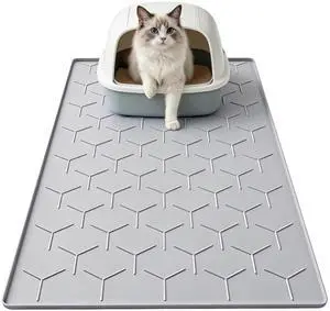 Cat Mat for Litter Box, Large 34.05×22.5 inch Cat Litter Mat, Waterproof Silicone Pad for Floor, Gray Cat Mat for Litter Box, Large 34.05×22.5 inch Cat Litter Mat, Waterproof Silicone Pad for Floor, Gray