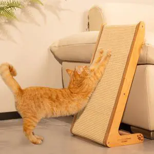 Sisal Cat Scratcher Ramp for Indoor Cats, 24.8" L Shape Cat Scratching Post Climbing Vertical Cat Scratch Pad, Solid Wooden Cat Furniture(Standard) Sisal Cat Scratcher Ramp for Indoor Cats, 24.8" L Shape Cat Scratching Post Climbing Vertical Cat Scratch Pad, Solid Wooden Cat Furniture(Standard)