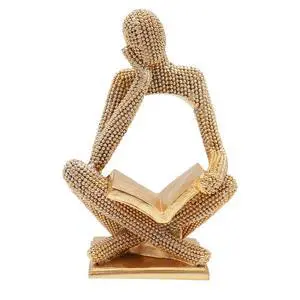 Sparkling Gold Reading Women Statue, Thinker Sculptures, Abstract Art Ornament, Modern Aesthetic Figurine Decoration for Home Living Room Bedroom Office Shelf Table Desk Bookshelf Decor Sparkling Gold Reading Women Statue, Thinker Sculptures, Abstract Art Ornament, Modern Aesthetic Figurine Decoration for Home Living Room Bedroom Office Shelf Table Desk Bookshelf Decor