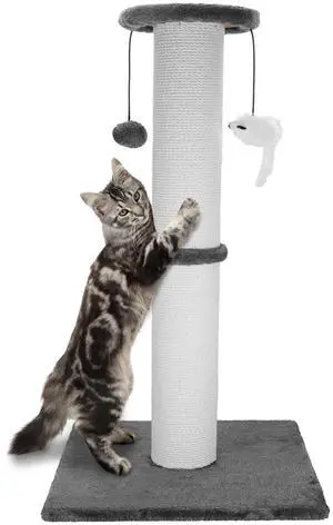 Cat Scratching Post 34 Inches Heavy Duty and Thicker Cat Scratching Post Cotton Rope with Hanging Ball and Mice Scratching Post for Indoor Cats and Adult(Grey) Cat Scratching Post 34 Inches Heavy Duty and Thicker Cat Scratching Post Cotton Rope with Hanging Ball and Mice Scratching Post for Indoor Cats and Adult(Grey)
