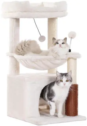 Cat Tree 32 Inches Small Cat Tree for Large Cats Adult Cat Tower with Scratching Post,15.7Large Hammock and Self Groomer, and Removable Top Perch and Wide Condo for Indoor Cats-Beige Cat Tree 32 Inches Small Cat Tree for Large Cats Adult Cat Tower with Scratching Post,15.7Large Hammock and Self Groomer, and Removable Top Perch and Wide Condo for Indoor Cats-Beige