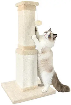 Cat Scratching Post for Large Cats, Cat Scratcher for Indoor Cats Adults, Sturdy Sisal Scratch Post to Protect Furniture, 32 Inch, Beige Cat Scratching Post for Large Cats, Cat Scratcher for Indoor Cats Adults, Sturdy Sisal Scratch Post to Protect Furniture, 32 Inch, Beige