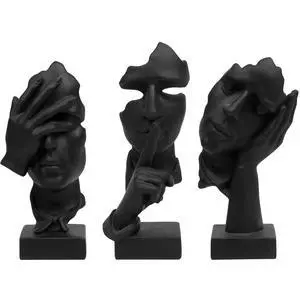 3 Pcs Thinker Statue, Silence is Gold Abstract Art Figurine, No Hear No See No Speak Modern Home Resin Sculptures Decorative Objects Decor for Home Office Bookshelf Desktop(Black) (A-41) 3 Pcs Thinker Statue, Silence is Gold Abstract Art Figurine, No Hear No See No Speak Modern Home Resin Sculptures Decorative Objects Decor for Home Office Bookshelf Desktop(Black) (A-41)
