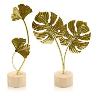 2 Pcs Metal Gold Decor Statues, Leaves Ornaments Modern Creative Home Décor Accents Statue for Office, Room, Bookshelf, Home Decor (Monstera, Ginkgo) 2 Pcs Metal Gold Decor Statues, Leaves Ornaments Modern Creative Home Décor Accents Statue for Office, Room, Bookshelf, Home Decor (Monstera, Ginkgo)