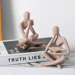 Reading Thinker Statue, Sculptures Abstract Art Ornament, Modern Aesthetic Figurine Decoration Set of 2 Status for Home Living Room Bedroom Office Shelf Table Desk Bookshelf Decor (Sandstone) Reading Thinker Statue, Sculptures Abstract Art Ornament, Modern Aesthetic Figurine Decoration Set of 2 Status for Home Living Room Bedroom Office Shelf Table Desk Bookshelf Decor (Sandstone)
