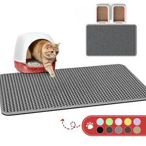 Cat Litter Mat - 46'' x 35'' Small Litter Trapping Mat, Easy to Clean Litter Box Mat, Waterproof, Urine-Proof, Non-Slip, Cat Toilet Training Systems Accessories, Grey Cat Litter Mat - 46'' x 35'' Small Litter Trapping Mat, Easy to Clean Litter Box Mat, Waterproof, Urine-Proof, Non-Slip, Cat Toilet Training Systems Accessories, Grey