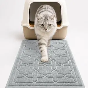 Cat Litter Mat, Easy Clean Trapping PVC Mat with Waterproof Backing and Non Slip Bottom, Scatter Control Pad for Litter Box, 24"x20", Grey Cat Litter Mat, Easy Clean Trapping PVC Mat with Waterproof Backing and Non Slip Bottom, Scatter Control Pad for Litter Box, 24"x20", Grey