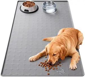 Extra Large 34x22 Inch Machine Washable Silicone Pet Food Mat - Waterproof Dog & Cat Bowl Mat with Raised Edge, Non-Slip Floor Protector for Large Dogs, Multi-Pet Homes (Grey) Extra Large 34x22 Inch Machine Washable Silicone Pet Food Mat - Waterproof Dog & Cat Bowl Mat with Raised Edge, Non-Slip Floor Protector for Large Dogs, Multi-Pet Homes (Grey)