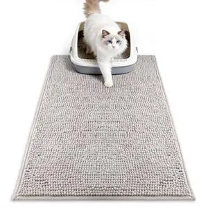 Chenille Cat Litter Mat for Litter Box, 28"x22" Soft Ultra Absorbent Mat, Waterproof & Non-Slip, Easy to Clean Litter Trapping Mat for Indoor Cats, Gray Chenille Cat Litter Mat for Litter Box, 28"x22" Soft Ultra Absorbent Mat, Waterproof & Non-Slip, Easy to Clean Litter Trapping Mat for Indoor Cats, Gray