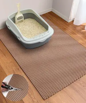 Cat Litter Mat - Cut to Fit Any Place, 35"x23" Large Litter Trapping Mat for Litter Box, Easy to Clean, Waterproof & Non-Slip Kitty Pad, Scatter Control to Protect the Floor (Khaki) Cat Litter Mat - Cut to Fit Any Place, 35"x23" Large Litter Trapping Mat for Litter Box, Easy to Clean, Waterproof & Non-Slip Kitty Pad, Scatter Control to Protect the Floor (Khaki)