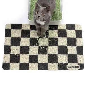 Cat Litter Mat Litter Trapping Mat, Premium Durable PVC Cute Cat Litter Box Mat, Non-Slip, Less Waste Kitty Litter Mat, Soft on Kittys Paws, 24x 17 cat matts for litter, Chessboard Cat Litter Mat Litter Trapping Mat, Premium Durable PVC Cute Cat Litter Box Mat, Non-Slip, Less Waste Kitty Litter Mat, Soft on Kittys Paws, 24x 17 cat matts for litter, Chessboard