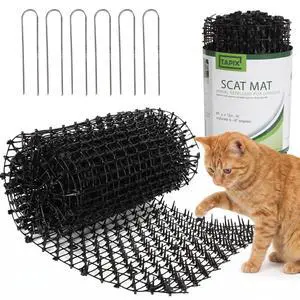 Cat Scat Mat with Spikes (8 ft.) Cat Deterrent Strips for Garden, Yard & Furniture, Indoor & Outdoor, 6 Staples Included Cat Scat Mat with Spikes (8 ft.) Cat Deterrent Strips for Garden, Yard & Furniture, Indoor & Outdoor, 6 Staples Included