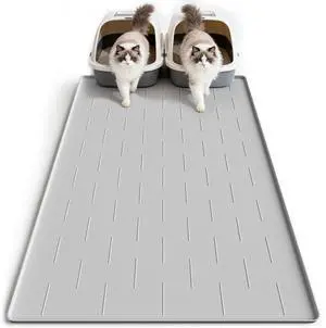 Silicone Cat Litter Trapping Mat, 40''x28'' Extra Large Cat Litter Mat, Easy to Clean & Soft on Kitty Paws, Waterproof Kitty Litter Pads for Indoor Cats, Light Gray Silicone Cat Litter Trapping Mat, 40''x28'' Extra Large Cat Litter Mat, Easy to Clean & Soft on Kitty Paws, Waterproof Kitty Litter Pads for Indoor Cats, Light Gray