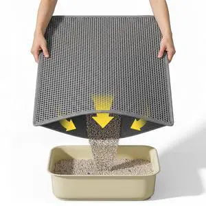 Cat Litter Mat, 30"X24" Large Double Layer Litter Trapping Mat, Waterproof/Urineproof, Easy to Clean Kitty Litter Mats for Floor, Scatter Control (Grey-1Pack) Cat Litter Mat, 30"X24" Large Double Layer Litter Trapping Mat, Waterproof/Urineproof, Easy to Clean Kitty Litter Mats for Floor, Scatter Control (Grey-1Pack)