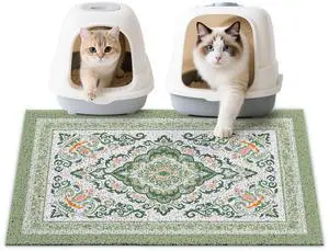 Cat Litter Mat 33" x 22" Non-Slip Litter Box Mat Washable Litter Catcher Mat for Litter Box Indoor Food Mat Supplies Essentials, DarkSeaGreen Cat Litter Mat 33" x 22" Non-Slip Litter Box Mat Washable Litter Catcher Mat for Litter Box Indoor Food Mat Supplies Essentials, DarkSeaGreen