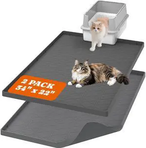 Large Cat Litter Mat for Litter Box 2 Packs, 34" x 22" Waterproof Silicone Pad for Floor, Easy to Clean, Gray Large Cat Litter Mat for Litter Box 2 Packs, 34" x 22" Waterproof Silicone Pad for Floor, Easy to Clean, Gray