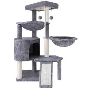 Xin Cat Tree Tower with Hammocks,Condo,Rope Ladder,Scratching Posts,Grey Xin Cat Tree Tower with Hammocks,Condo,Rope Ladder,Scratching Posts,Grey