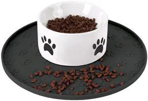 Silicone Pet Food Mat - Waterproof Dog & Cat Feeding Mat with High Lip to Prevent Spills & Protect Floors, Black Silicone Pet Food Mat - Waterproof Dog & Cat Feeding Mat with High Lip to Prevent Spills & Protect Floors, Black